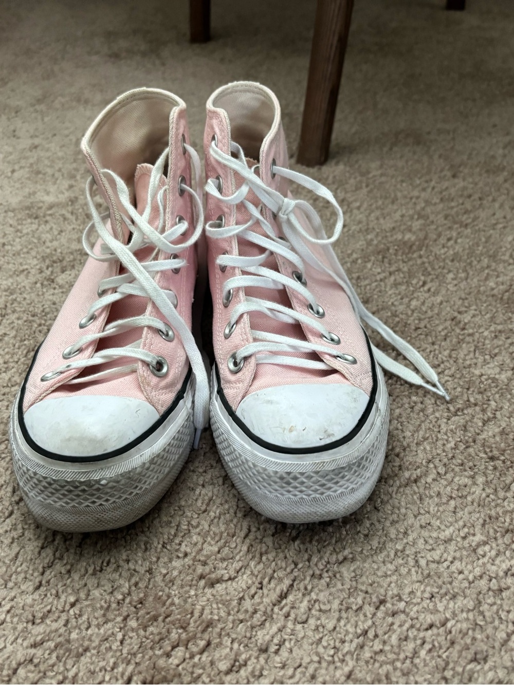 Converse High-Top Canvas Sneakers in Pale Pink - Picture 6 of 7